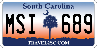 SC license plate MSI689
