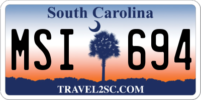 SC license plate MSI694