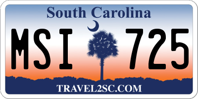 SC license plate MSI725