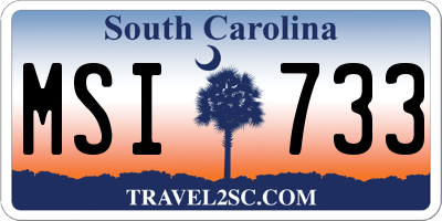 SC license plate MSI733