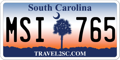 SC license plate MSI765