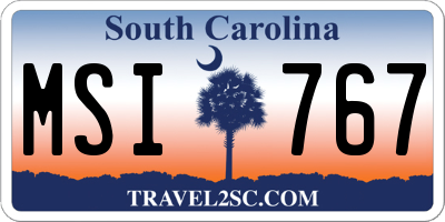 SC license plate MSI767