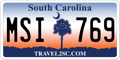 SC license plate MSI769