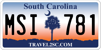 SC license plate MSI781