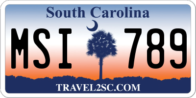 SC license plate MSI789