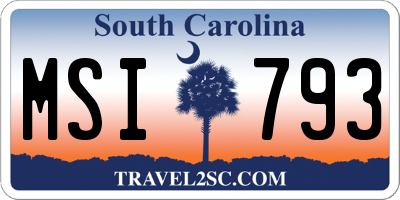 SC license plate MSI793