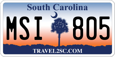 SC license plate MSI805