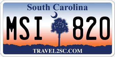 SC license plate MSI820