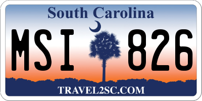 SC license plate MSI826