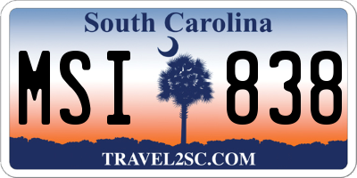 SC license plate MSI838