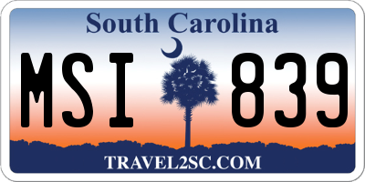 SC license plate MSI839