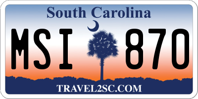 SC license plate MSI870