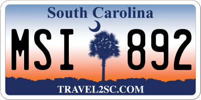 SC license plate MSI892