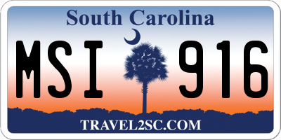 SC license plate MSI916