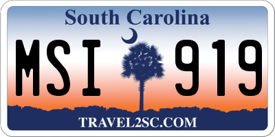 SC license plate MSI919