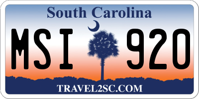 SC license plate MSI920
