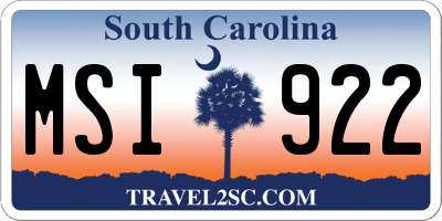 SC license plate MSI922