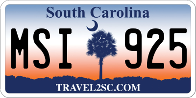 SC license plate MSI925