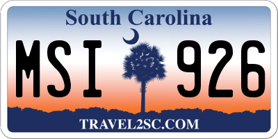 SC license plate MSI926