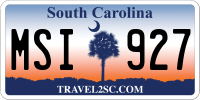 SC license plate MSI927