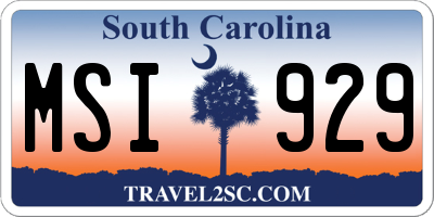 SC license plate MSI929