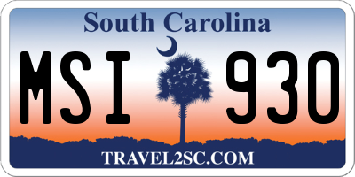SC license plate MSI930