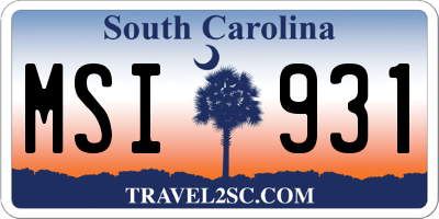 SC license plate MSI931