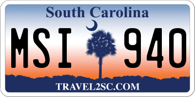 SC license plate MSI940