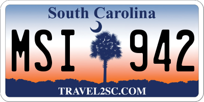 SC license plate MSI942