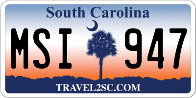 SC license plate MSI947