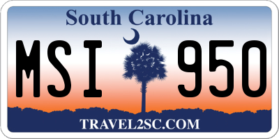 SC license plate MSI950