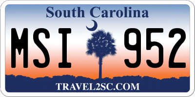 SC license plate MSI952