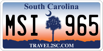 SC license plate MSI965