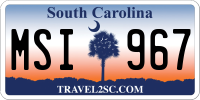 SC license plate MSI967