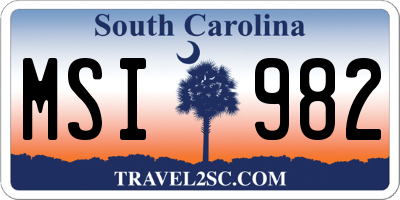 SC license plate MSI982