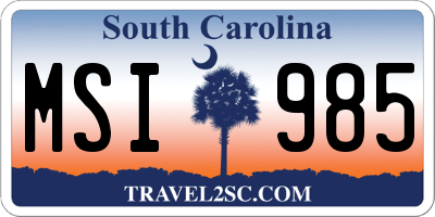 SC license plate MSI985