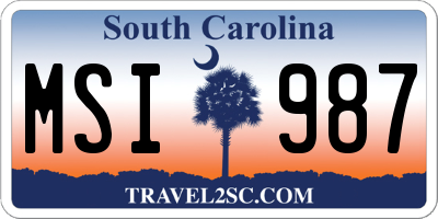 SC license plate MSI987