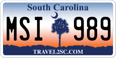 SC license plate MSI989