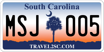 SC license plate MSJ005