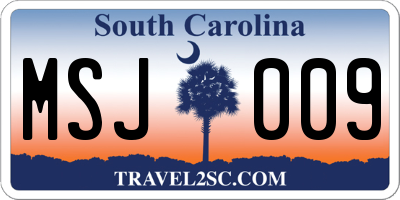 SC license plate MSJ009