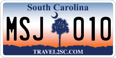 SC license plate MSJ010