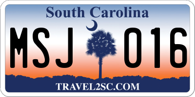SC license plate MSJ016