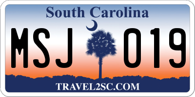 SC license plate MSJ019
