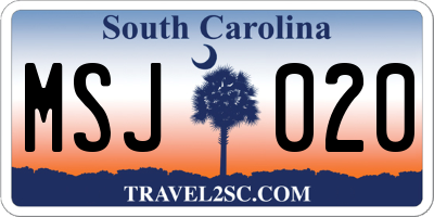 SC license plate MSJ020