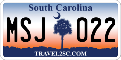 SC license plate MSJ022