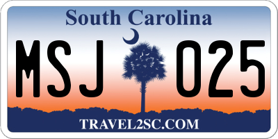 SC license plate MSJ025