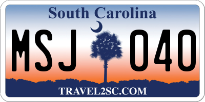 SC license plate MSJ040