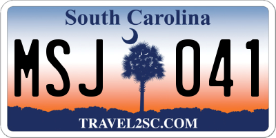 SC license plate MSJ041
