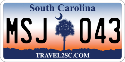 SC license plate MSJ043
