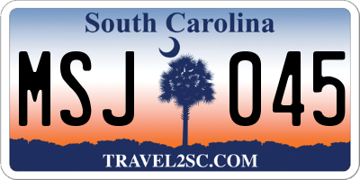 SC license plate MSJ045